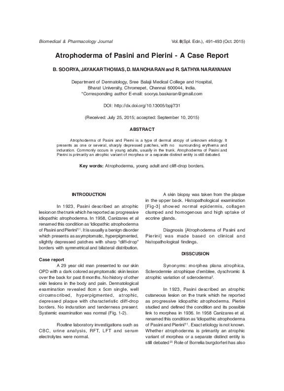 (PDF) Atrophoderma of Pasini and Pierini - A Case Report