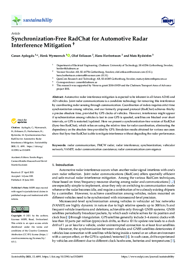 (PDF) Synchronization-Free RadChat for Automotive Radar Interference ...