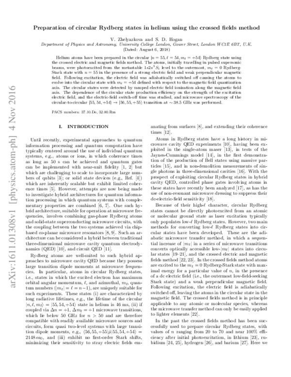 (PDF) Preparation of circular Rydberg states in helium using the ...