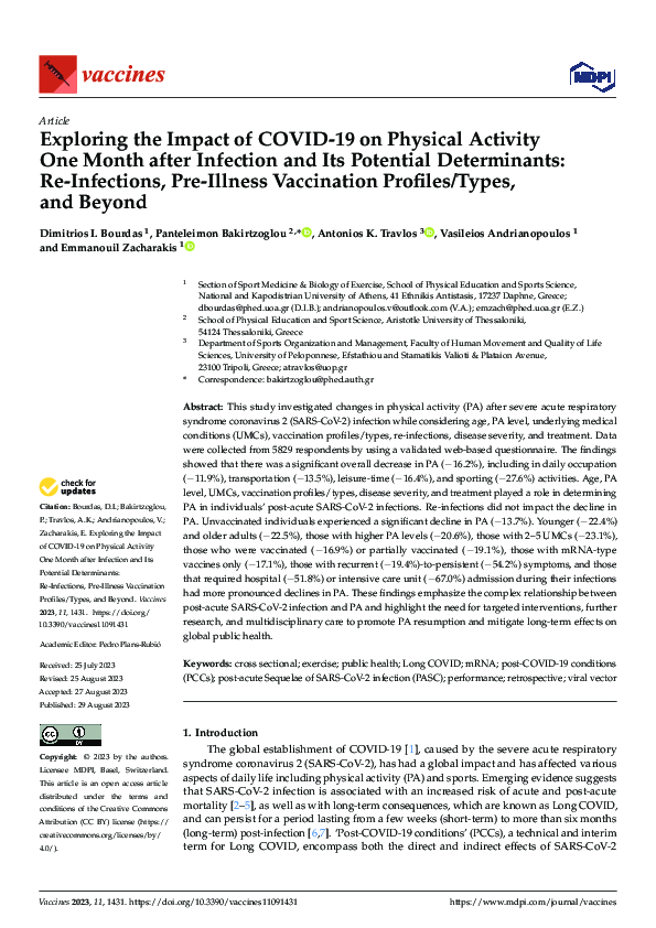 (PDF) Exploring the Impact of COVID-19 on Physical Activity One Month ...