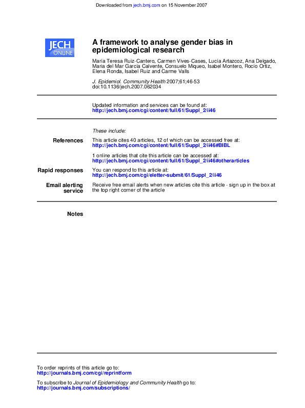 (PDF) epidemiological research A framework to analyse gender bias in