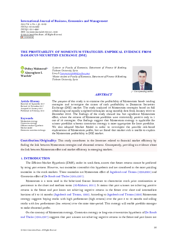 (PDF) The Profitability of Momentum Strategies: Empirical Evidence from ...