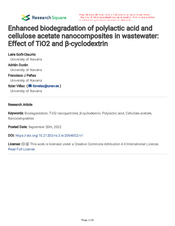 (PDF) Enhanced biodegradation of polylactic acid and cellulose acetate ...