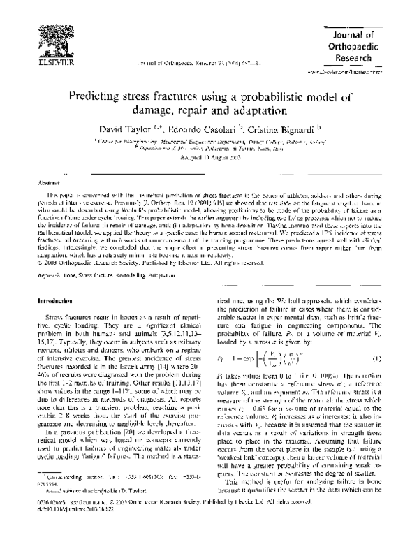 (PDF) Predicting stress fractures using a probabilistic model of damage ...