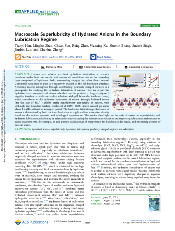 (PDF) Macroscale Superlubricity of Hydrated Anions in the Boundary ...