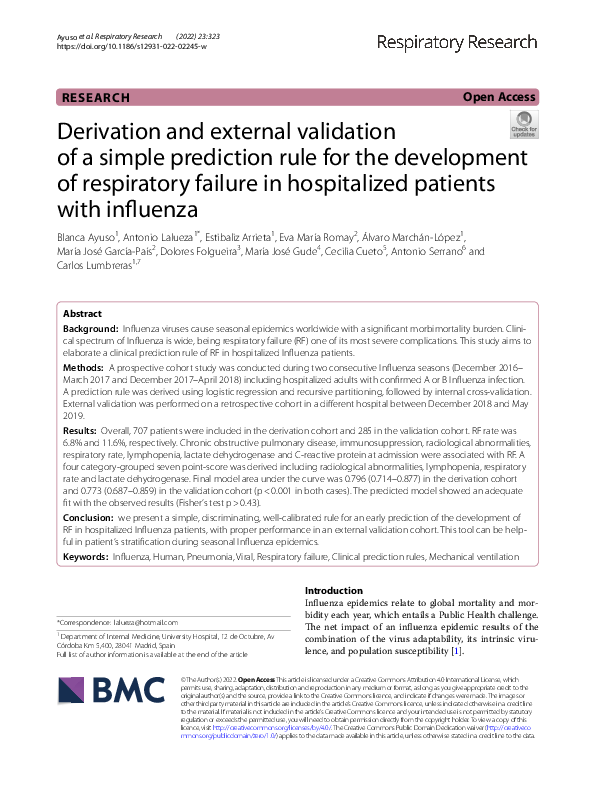 (PDF) Derivation and external validation of a simple prediction rule ...