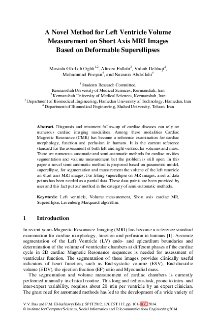(PDF) A Novel Method for Left Ventricle Volume Measurement on Short ...
