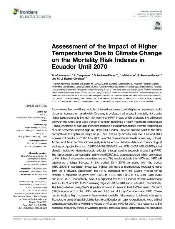 (PDF) Assessment of the Impact of Higher Temperatures Due to Climate ...