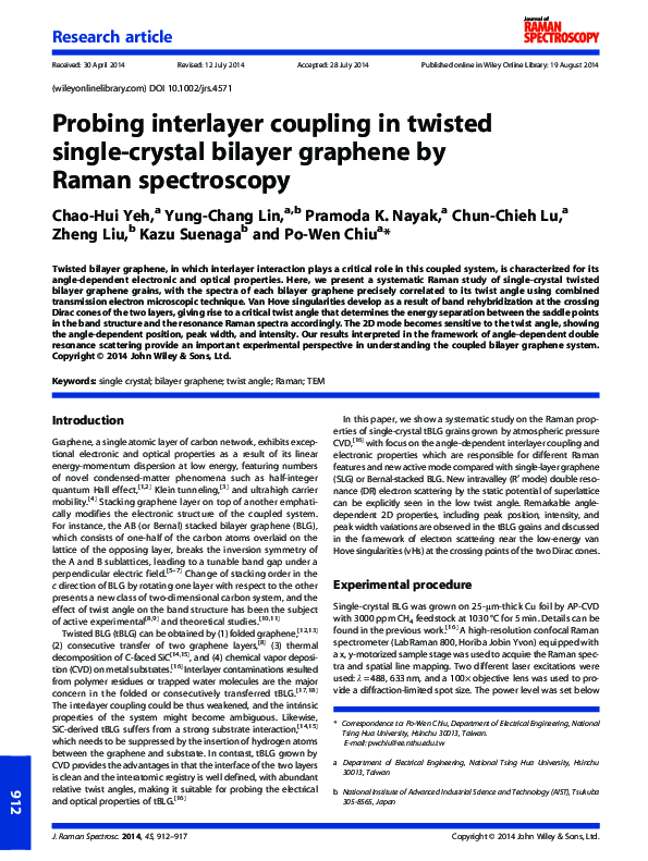 (PDF) Probing interlayer coupling in twisted single‐crystal bilayer ...