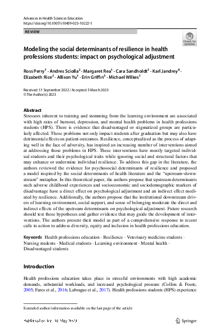 (PDF) Modeling the social determinants of resilience in health ...