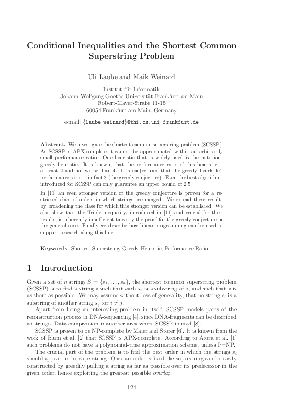 (PDF) Conditional Inequalities and the Shortest Common Superstring Problem