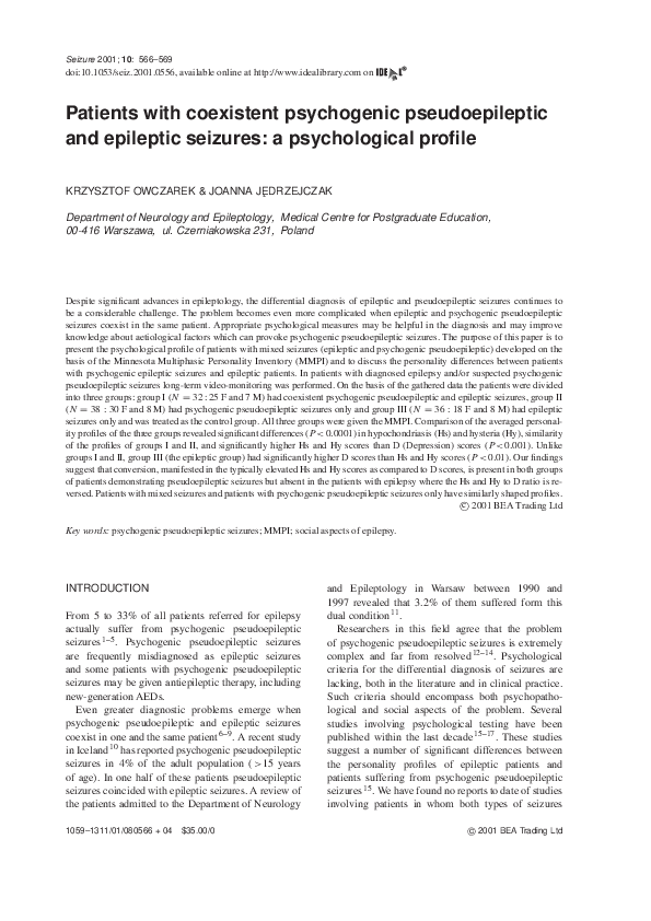 (PDF) Patients with coexistent psychogenic pseudoepileptic and ...