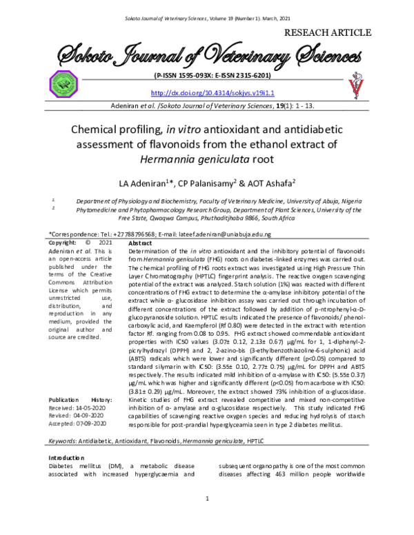 (PDF) Chemical profiling, in vitro antioxidant and antidiabetic ...