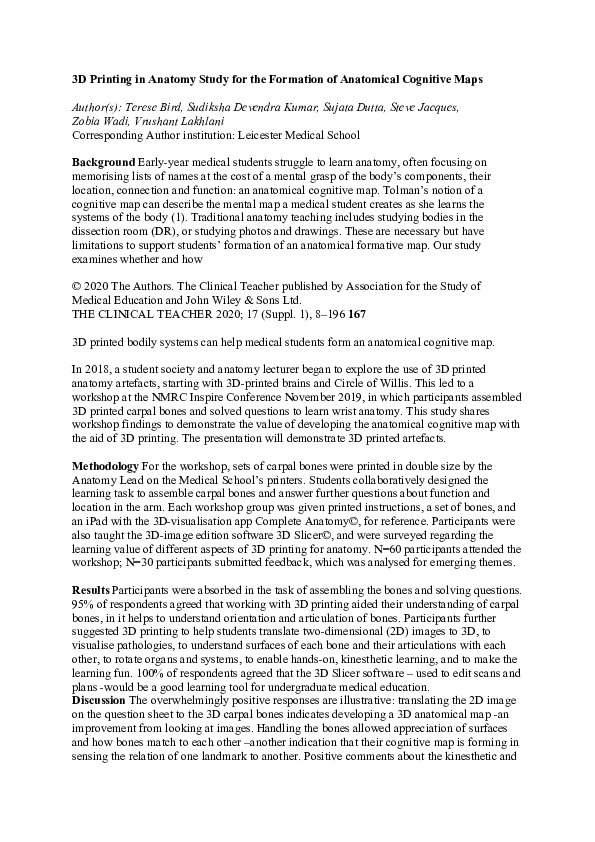 (DOC) 3D Printing in Anatomy Study for the Formation of Anatomical ...