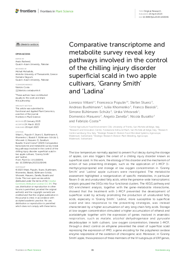 (PDF) Comparative transcriptome and metabolite survey reveal key ...