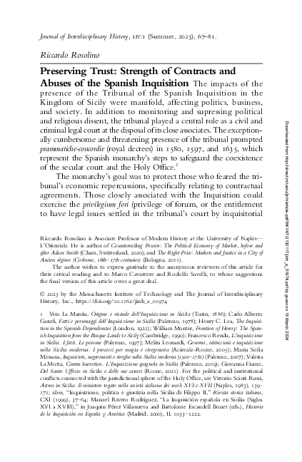 Preserving Trust: Strength of Contracts and Abuses of the Spanish Inquisition