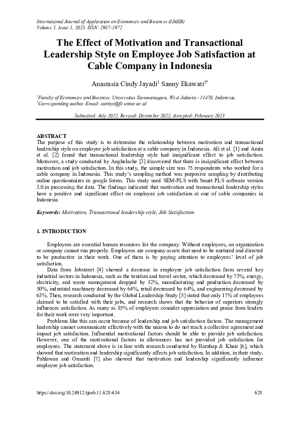 (PDF) The Effect of Motivation and Transactional Leadership Style on