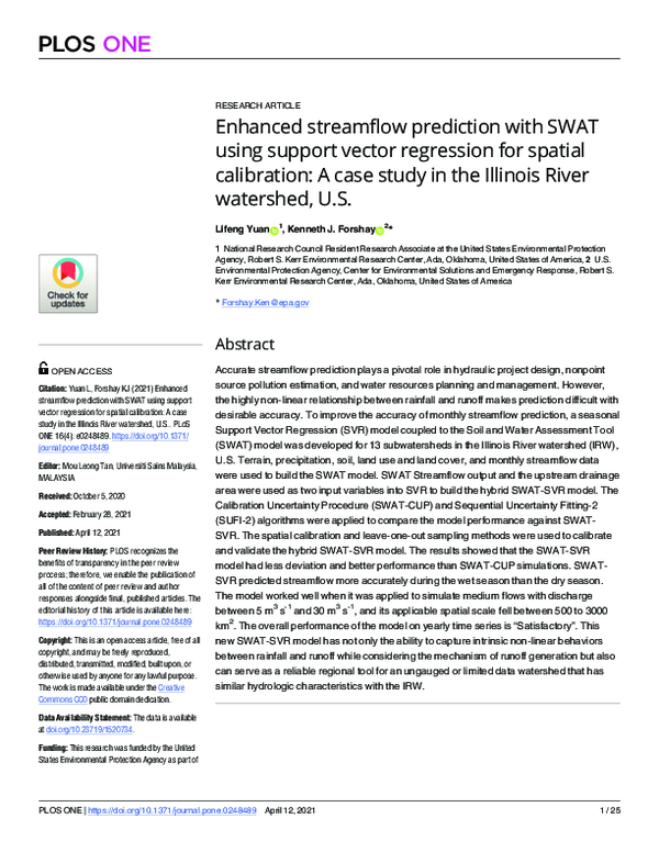(PDF) Enhanced streamflow prediction with SWAT using support vector ...