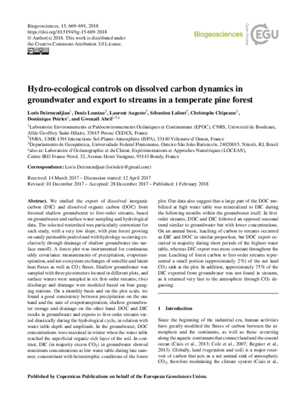 (PDF) Hydro-ecological controls on dissolved carbon dynamics in ...