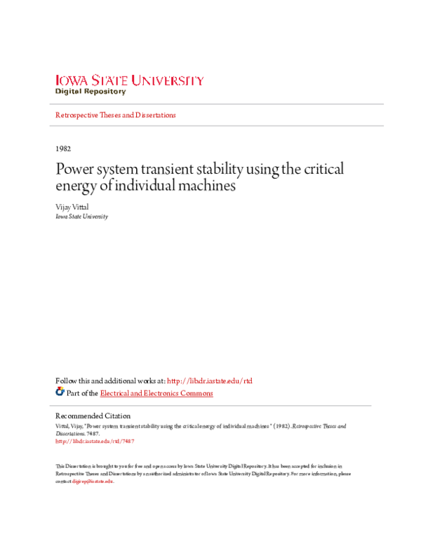 (PDF) Power system transient stability using the critical energy of ...