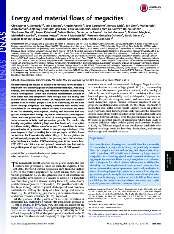 (PDF) Energy and material flows of megacities