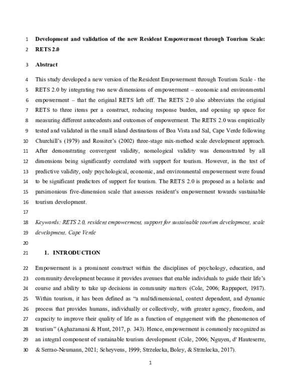 (DOC) Development and validation of the new Resident Empowerment ...