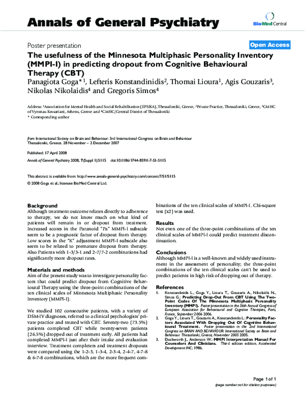 (PDF) The usefulness of the Minnesota Multiphasic Personality Inventory ...