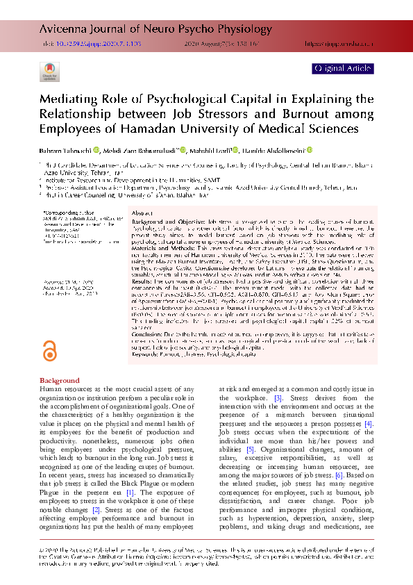 (PDF) Mediating Role of Psychological Capital in Explaining the ...