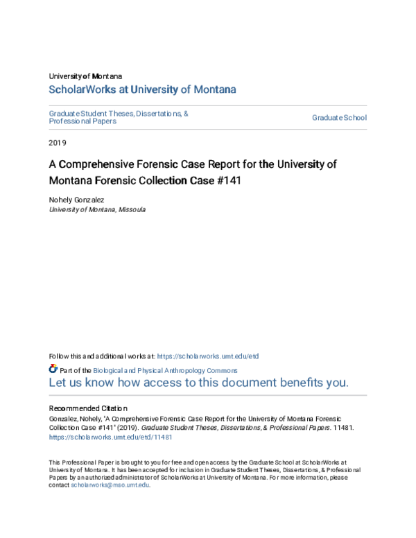 (PDF) A Comprehensive Forensic Case Report for the University of ...