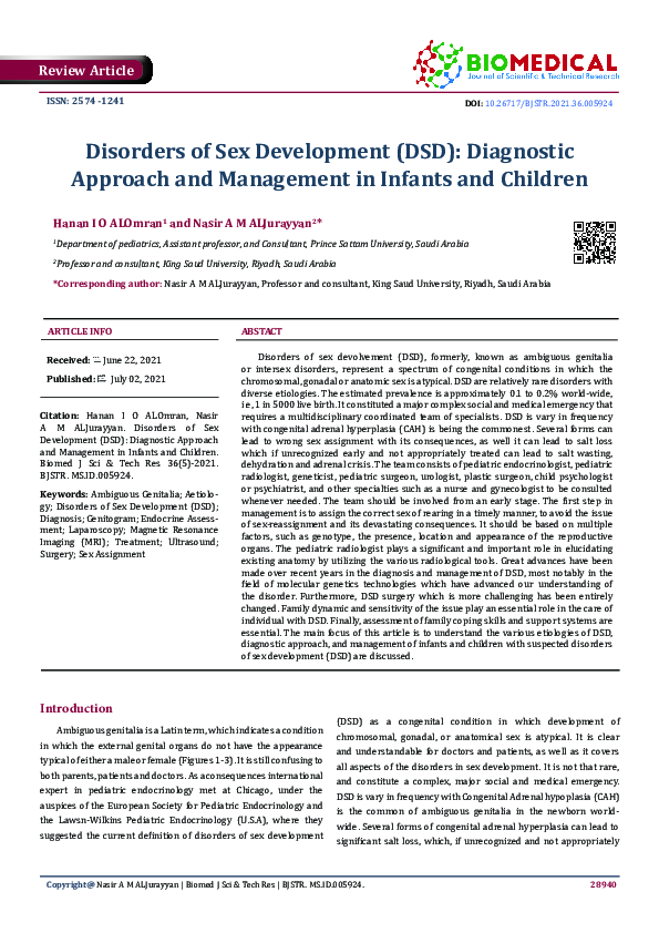 (PDF) Disorders of Sex Development (DSD): Diagnostic Approach and ...