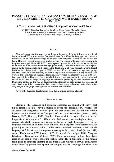 (PDF) Plasticity and Reorganization During Language Development in ...