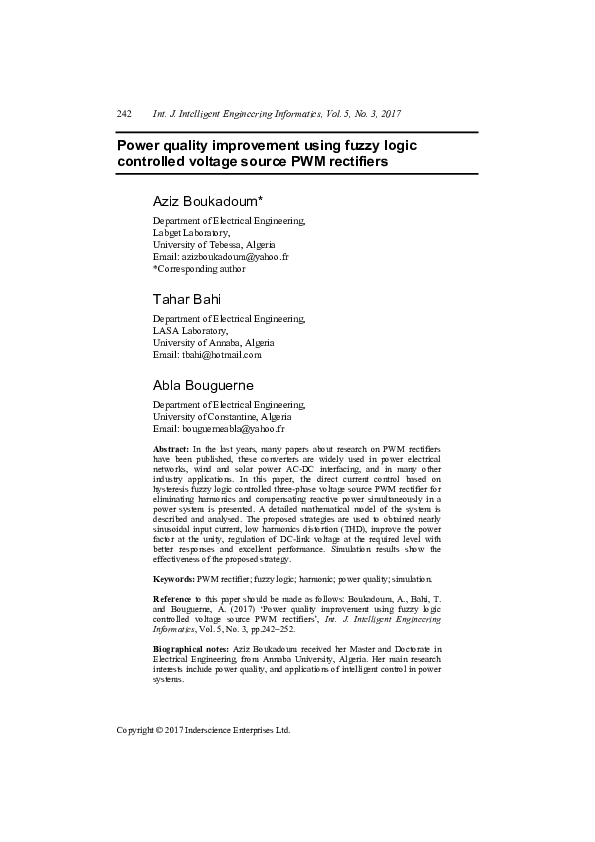 (PDF) Power quality improvement using fuzzy logic controlled voltage ...