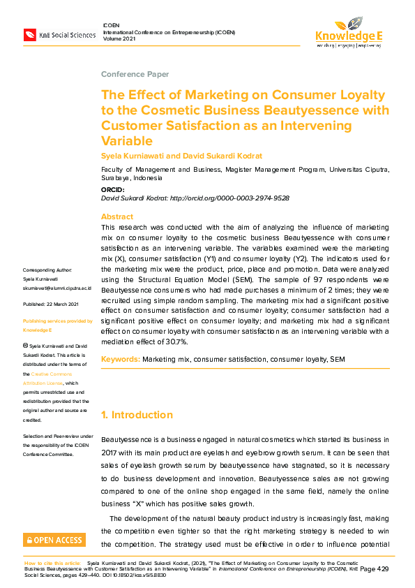 (PDF) The Effect of Marketing on Consumer Loyalty to the Cosmetic ...