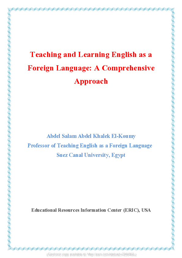 (PDF) Teaching and Learning English as a Foreign Language: A ...
