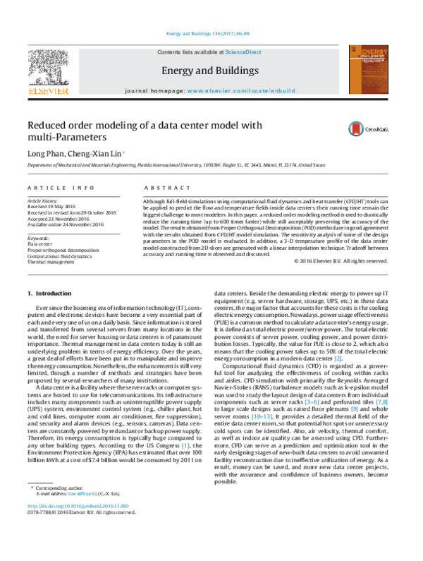 (PDF) Reduced order modeling of a data center model with multi-Parameters