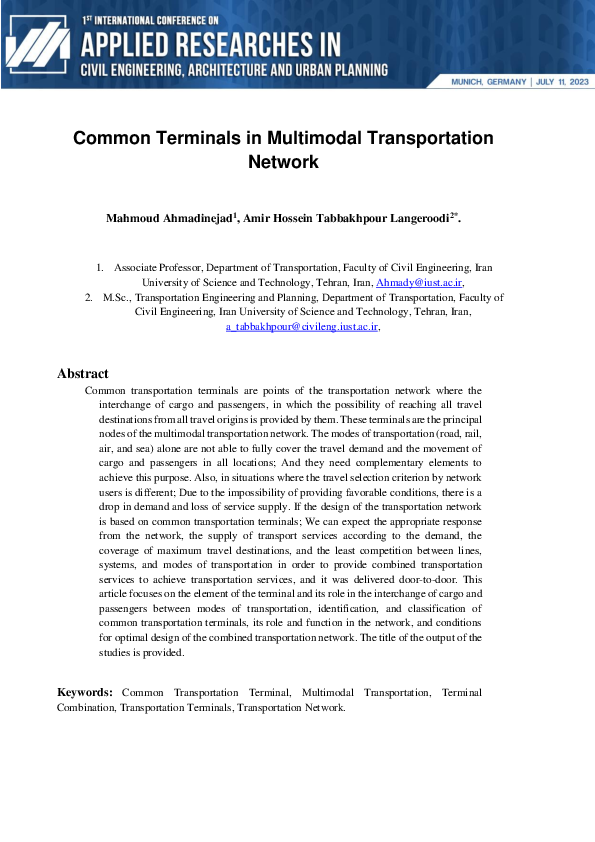 (PDF) Common Terminals in Multimodal Transportation Network