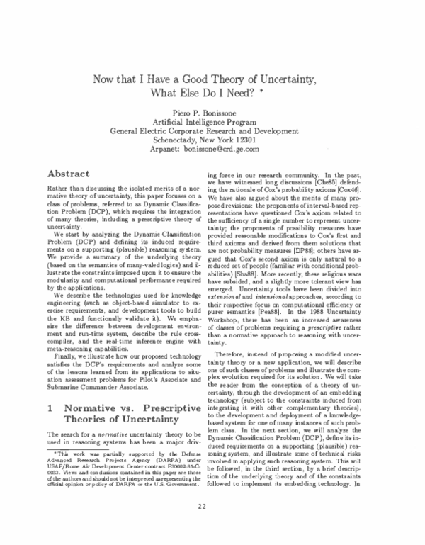 (PDF) Now that I Have a Good Theory of Uncertainty, What Else Do I Need?