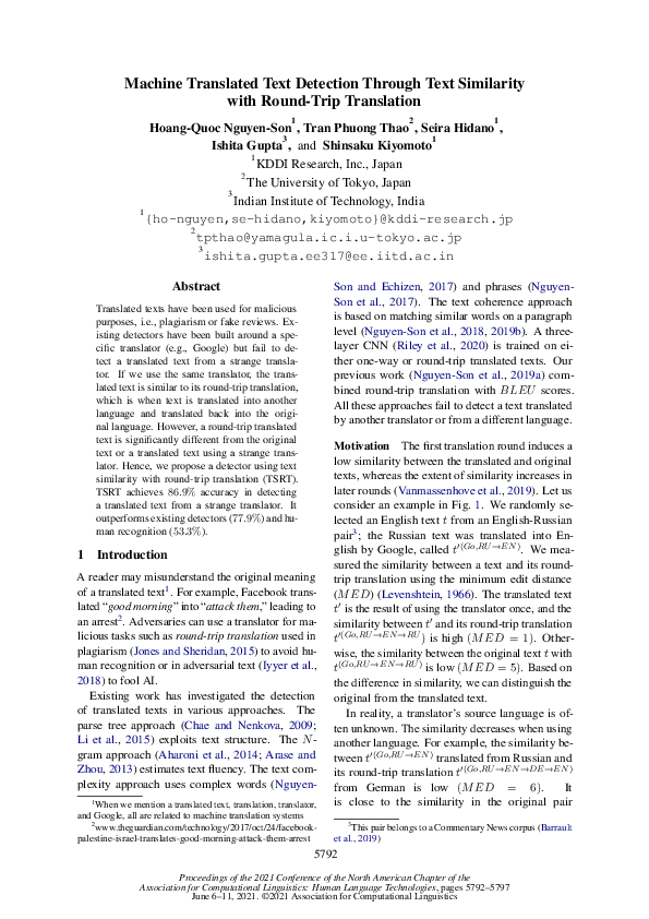 (PDF) Machine Translated Text Detection Through Text Similarity with ...