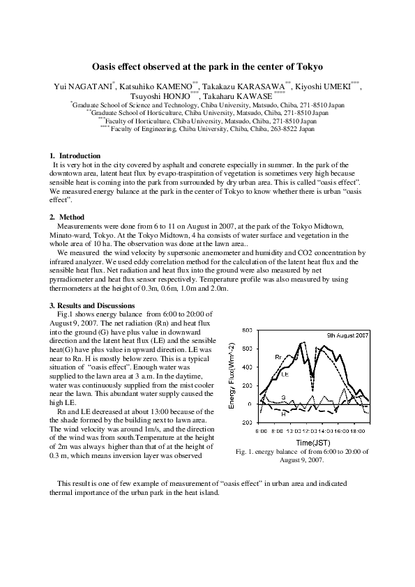 (PDF) Oasis effect observed at the park in the center of Tokyo