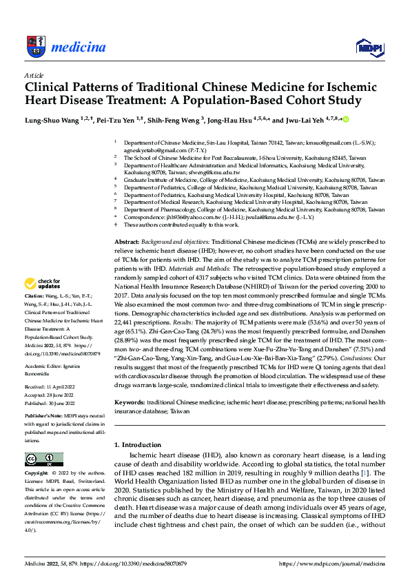 (PDF) Clinical Patterns of Traditional Chinese Medicine for Ischemic ...