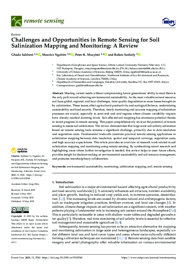 (PDF) Challenges and Opportunities in Remote Sensing for Soil ...