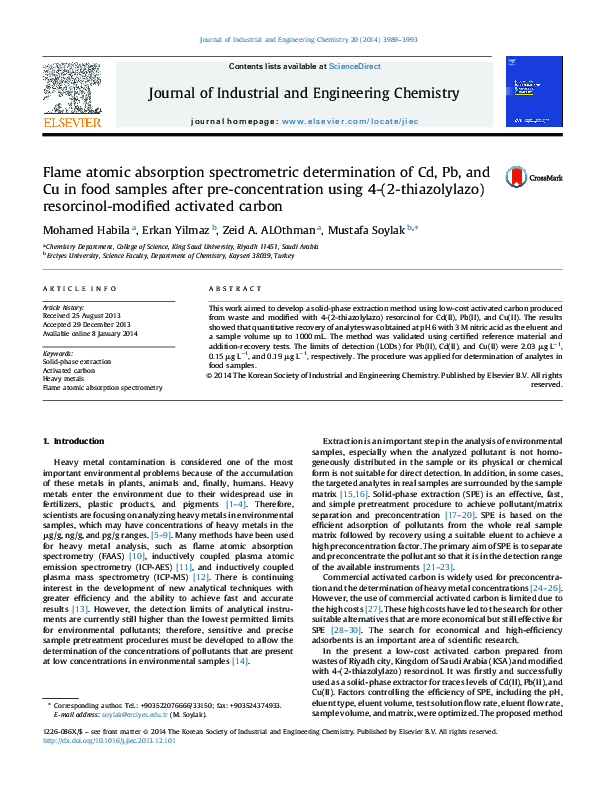 (PDF) Flame atomic absorption spectrometric determination of Cd, Pb ...