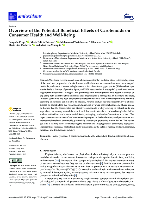 (PDF) Overview of the Potential Beneficial Effects of Carotenoids on ...