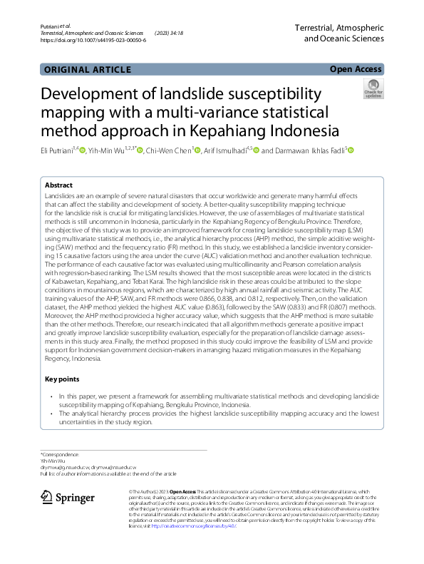 (PDF) Development of landslide susceptibility mapping with a multi ...