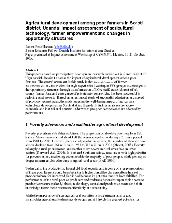 (PDF) Agricultural development among poor farmers in Soroti district ...