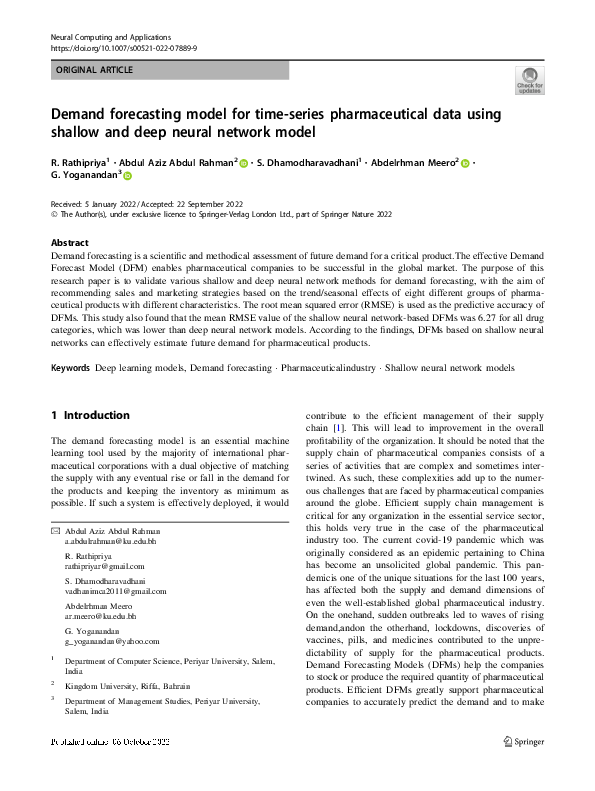 (PDF) Demand forecasting model for time-series pharmaceutical data ...