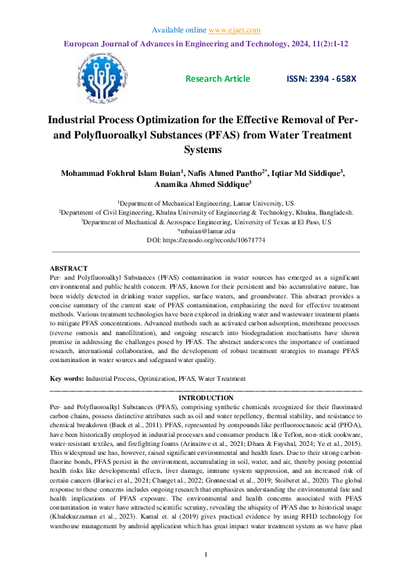 (PDF) Industrial Process Optimization for the Effective Removal of ...