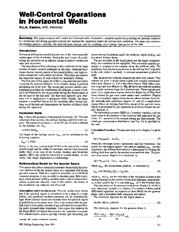 (PDF) Well-Control Operations in Horizontal Wells