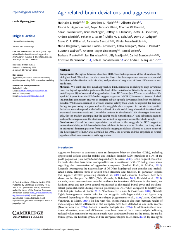 (PDF) Age-related brain deviations and aggression