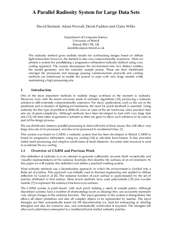 (PDF) A Parallel Radiosity System for Large Data Sets